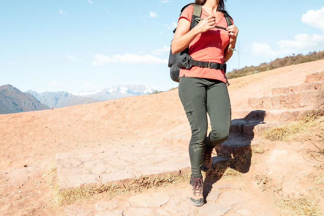 Women's Travel Trekking Reinforced & Multi-Pocket Leggings | TRAVEL 500