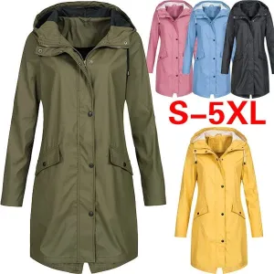 Women's Waterproof RainCoat Jacket Hooded Outdoor Coats