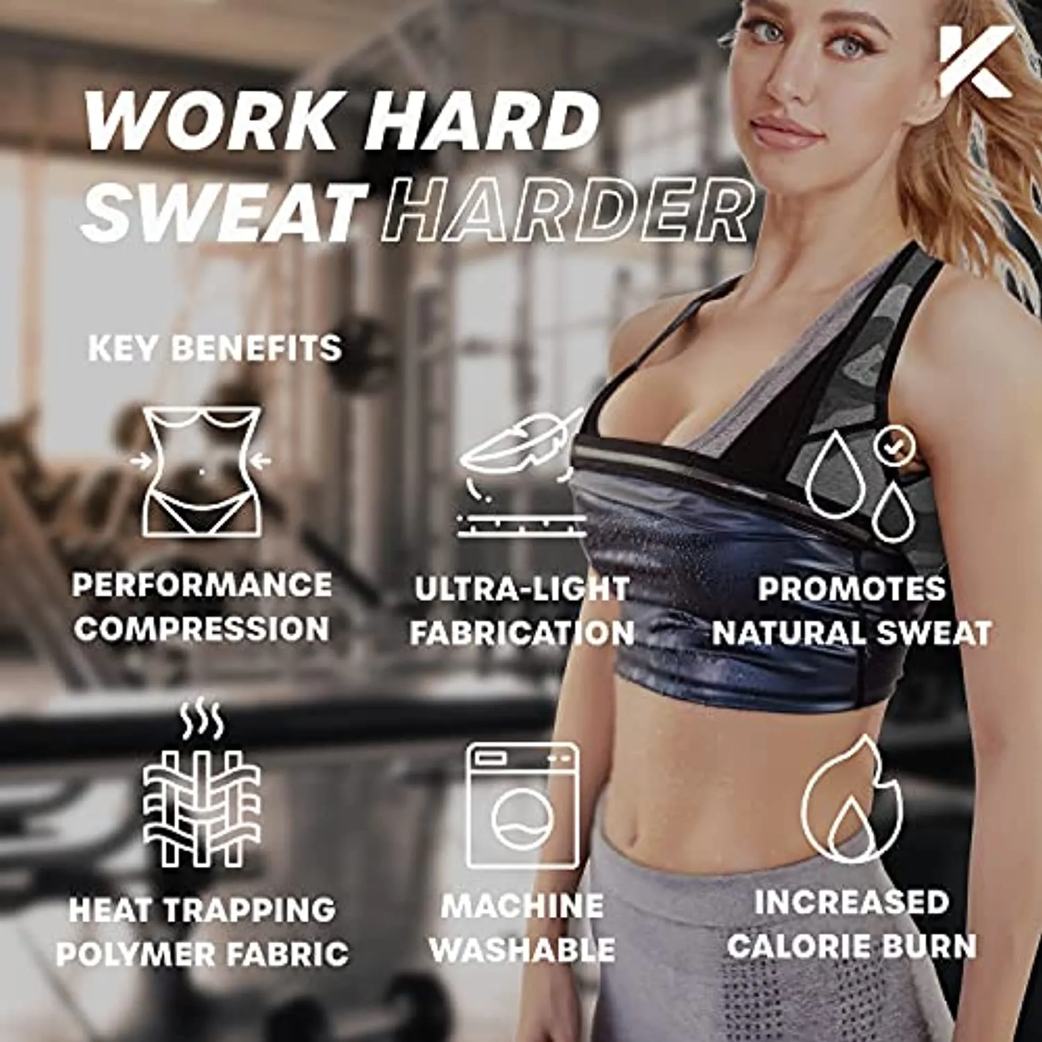 Women's Workout Tank Top Sauna Vest Sweat Enhancing Waist Trainer Slimming Body Shaper Gym Fitness Polymer Shirt