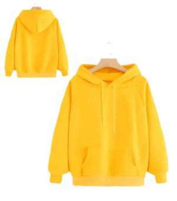 Yellow Hoodie Pocket Drawstring Hooded Casual Pullover Export Quality Hoody