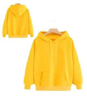 Yellow Hoodie Pocket Drawstring Hooded Casual Pullover Export Quality Hoody
