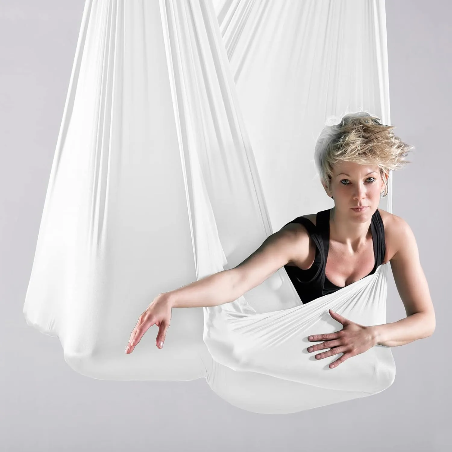Yoga Hammock Kit for Fitness Anti Gravity Fabrics with Low Stretch Nylon Fabric & Included Hardware for Aerial Dance