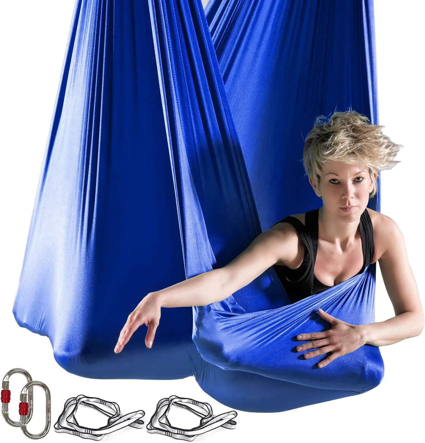 Yoga Hammock Kit for Fitness Anti Gravity Fabrics with Low Stretch Nylon Fabric & Included Hardware for Aerial Dance