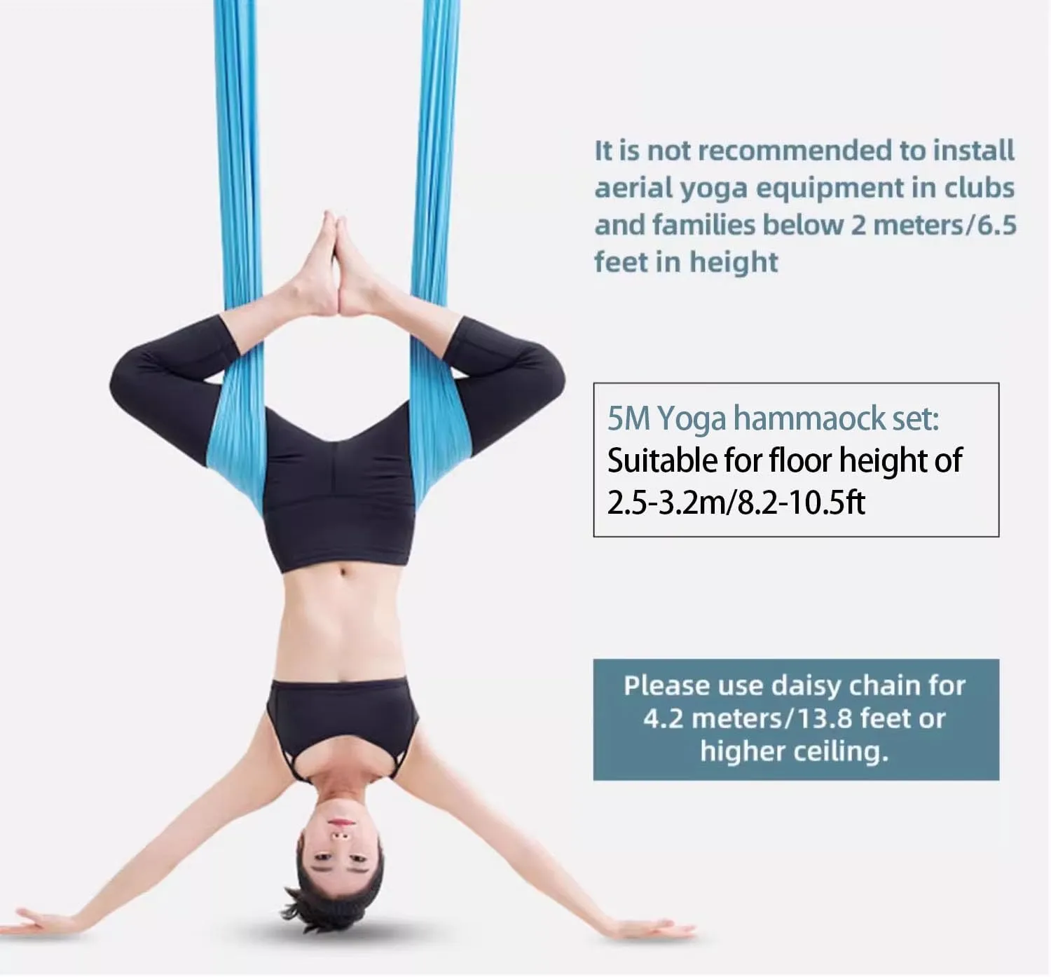 Yoga Hammock Kit for Fitness Anti Gravity Fabrics with Low Stretch Nylon Fabric & Included Hardware for Aerial Dance