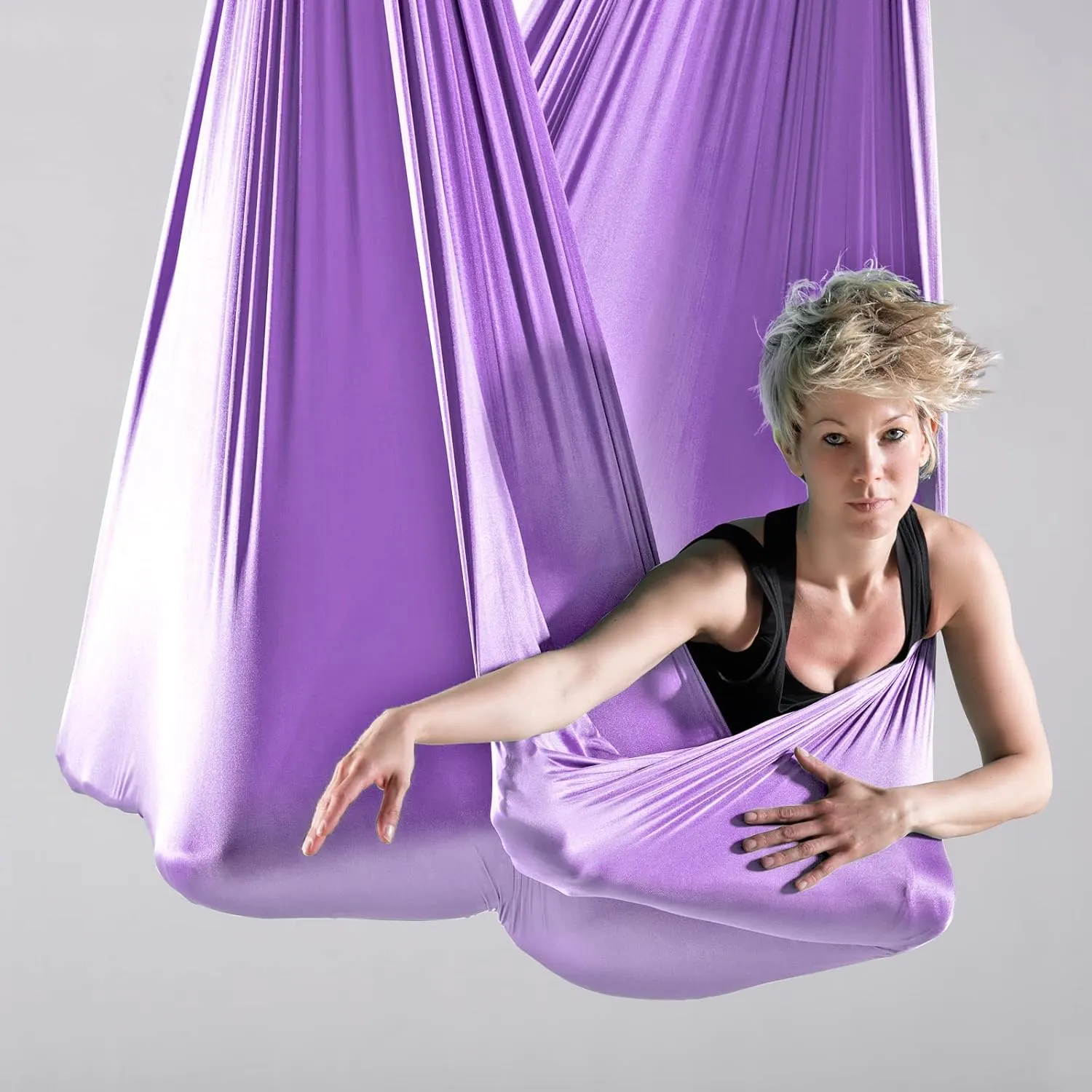 Yoga Hammock Kit for Fitness Anti Gravity Fabrics with Low Stretch Nylon Fabric & Included Hardware for Aerial Dance