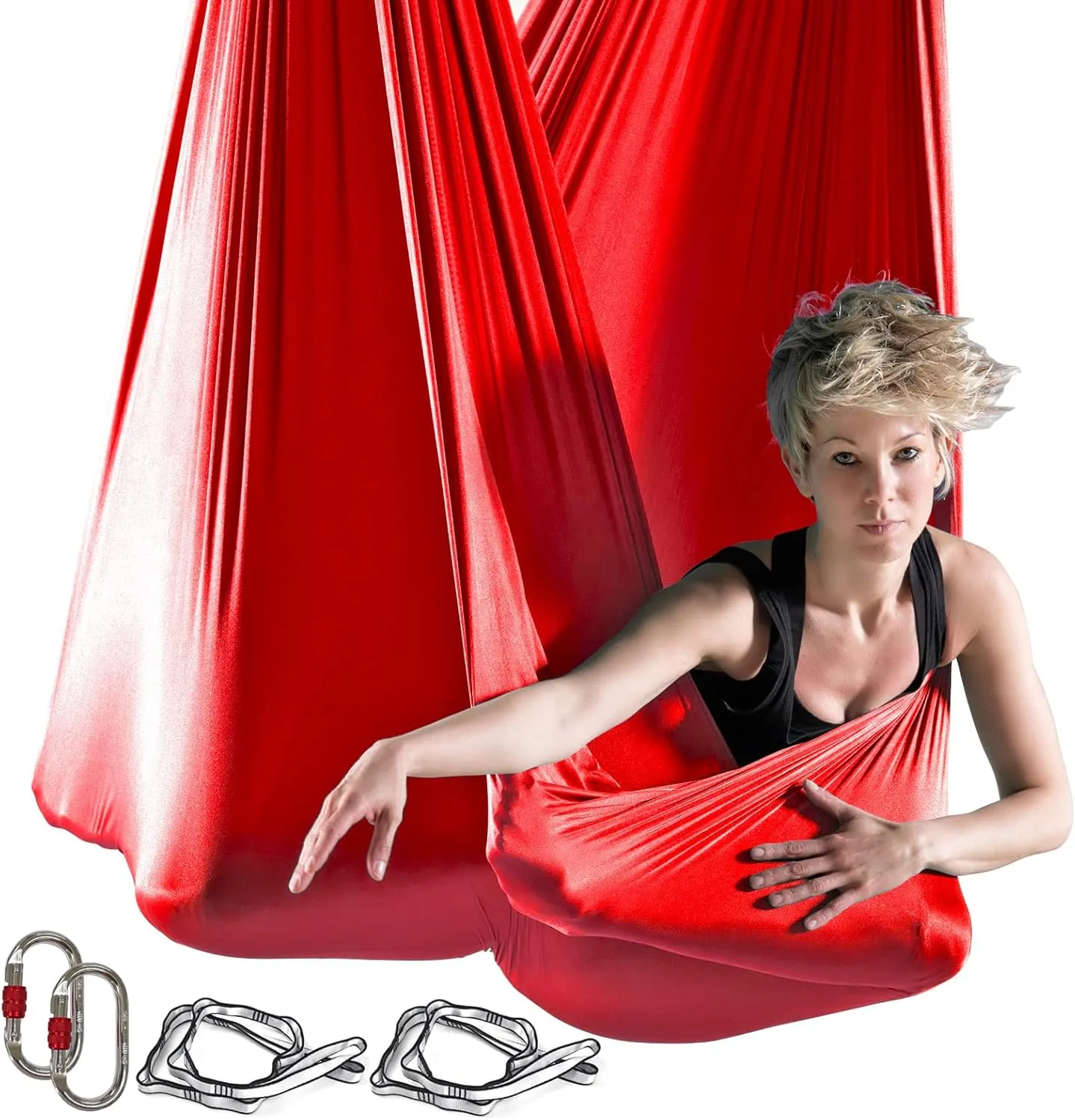 Yoga Hammock Kit for Fitness Anti Gravity Fabrics with Low Stretch Nylon Fabric & Included Hardware for Aerial Dance
