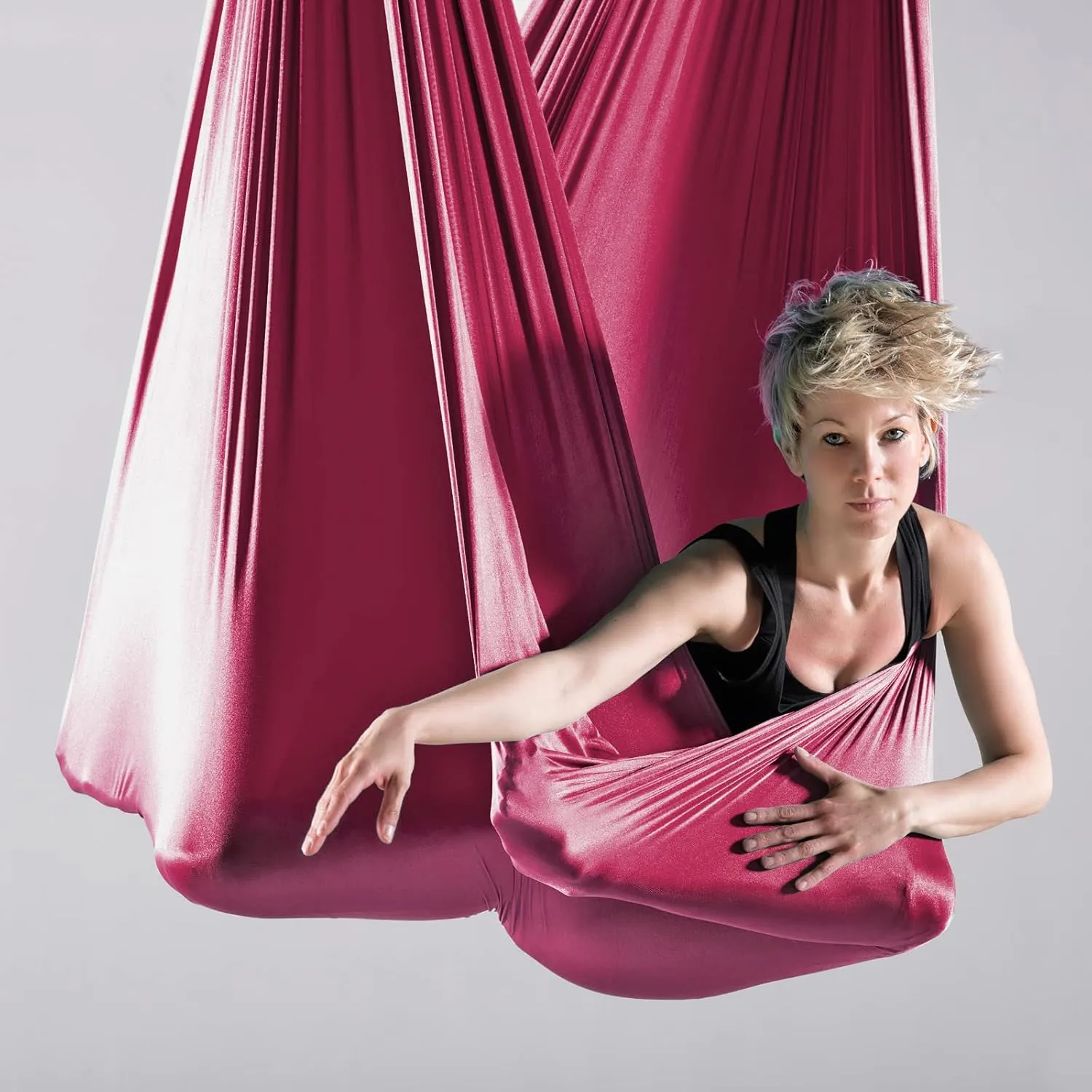 Yoga Hammock Kit for Fitness Anti Gravity Fabrics with Low Stretch Nylon Fabric & Included Hardware for Aerial Dance