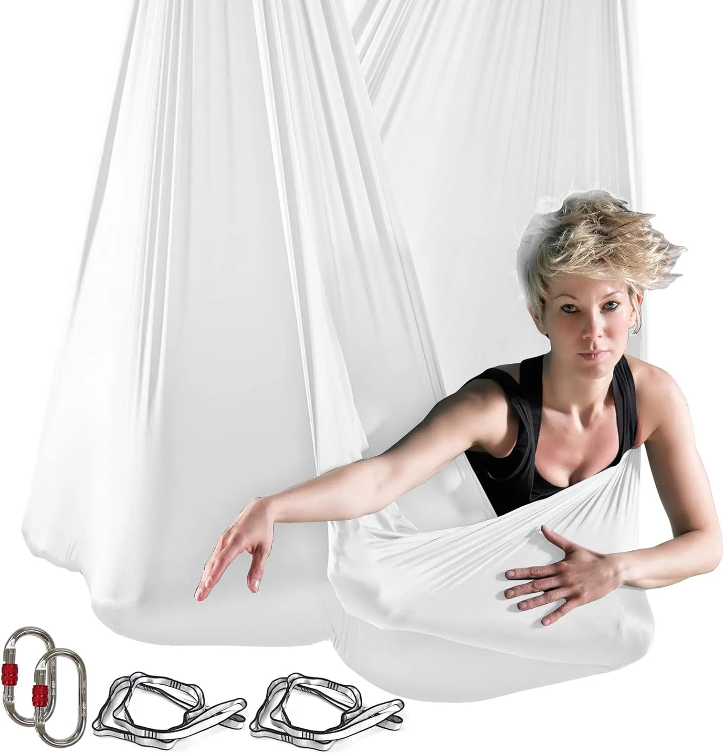 Yoga Hammock Kit for Fitness Anti Gravity Fabrics with Low Stretch Nylon Fabric & Included Hardware for Aerial Dance