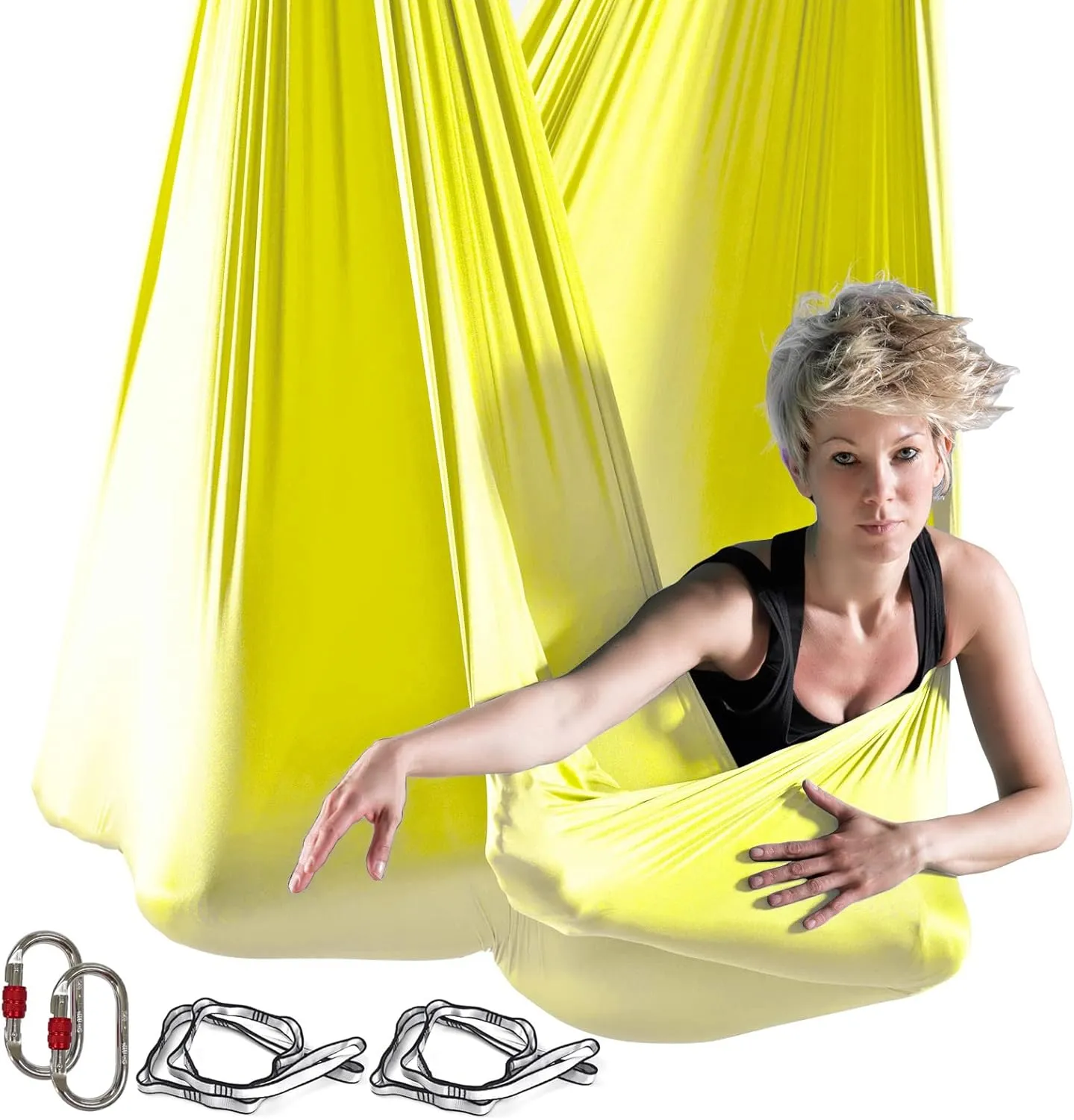 Yoga Hammock Kit for Fitness Anti Gravity Fabrics with Low Stretch Nylon Fabric & Included Hardware for Aerial Dance