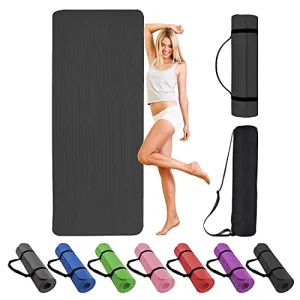 Yoga Mat - 13MM Thick High Density NBR Eco Friendly Non Slip Exercise & Fitness Mat for Mens and Women All Types of Yoga, Pilates Funko Pop! Keychain (72"inch x 24" inchx 13mm) (12MM, Black)