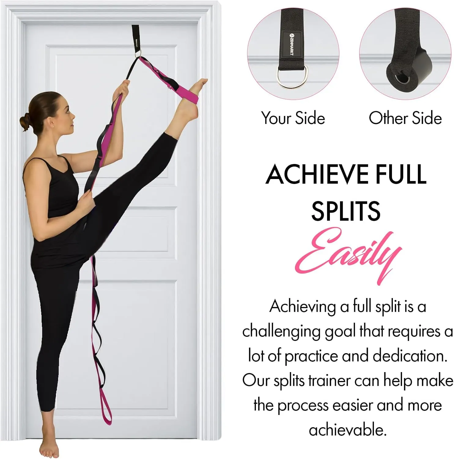 Yoga Stretching Strap with 10 Loops and Door Anchor
